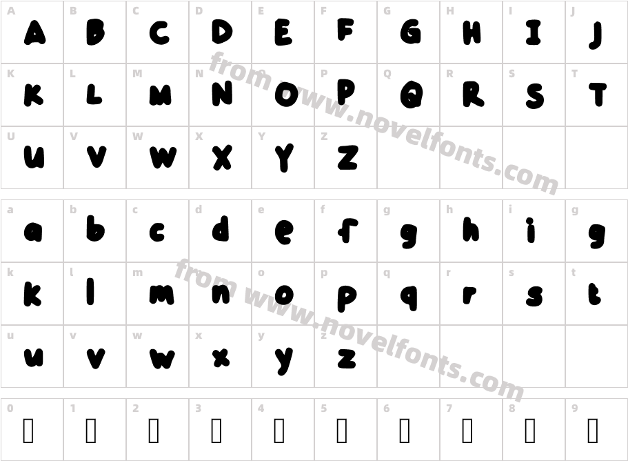 Yza RegularCharacter Map