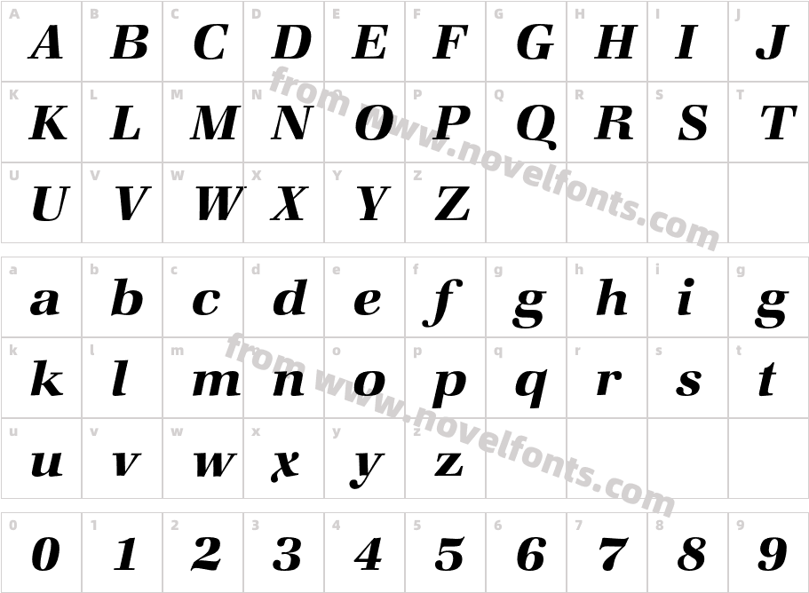 Zapf Book BQCharacter Map