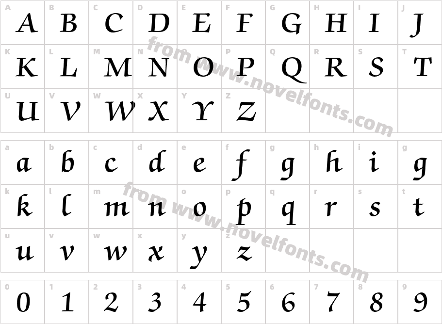 Zapf Chancery BQCharacter Map