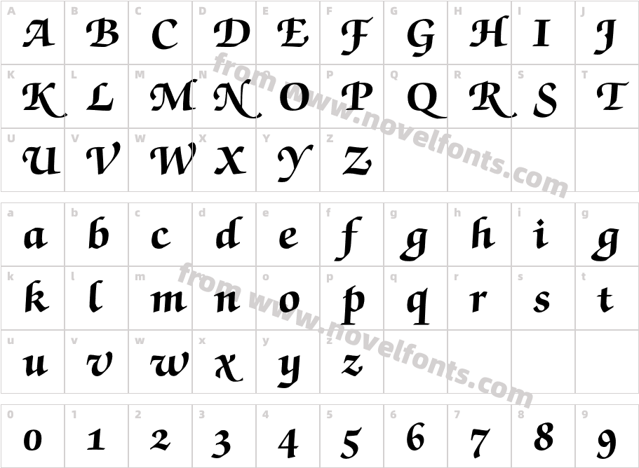 Zapf Chancery Swash BQCharacter Map