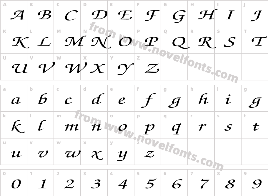 ZapfChancery-MediumItalic ExCharacter Map