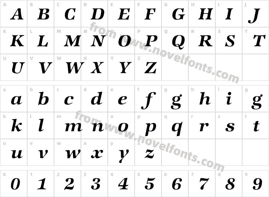 ZapfInterDemiItalicCharacter Map