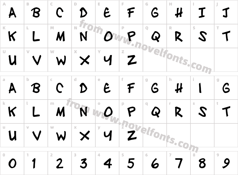 Zebtoonz BoldCharacter Map