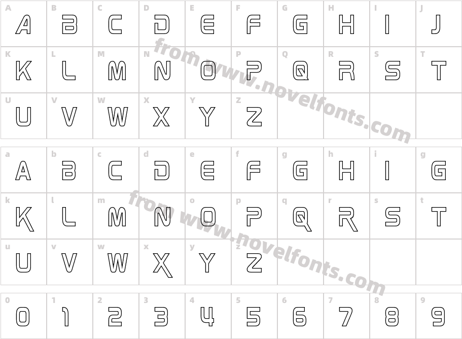 Zebulon Condensed HollowCharacter Map