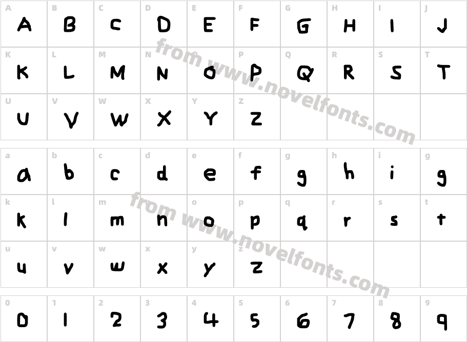 Zehk's Handwriting MediumCharacter Map