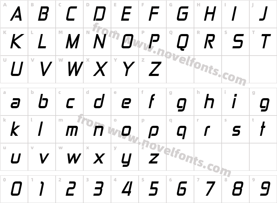 Zekton Bold ItalicCharacter Map