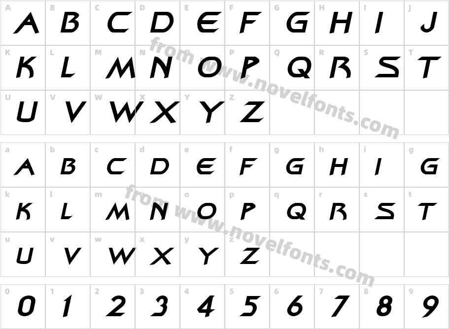 ZenonBoldItalicSWFTECharacter Map