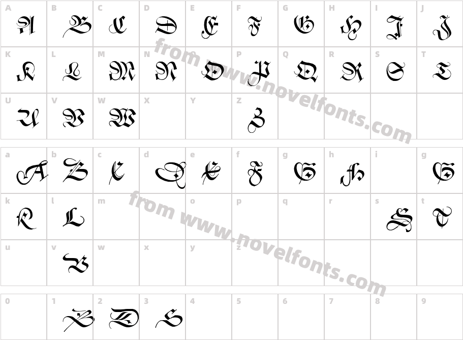 ZentenarZierCharacter Map