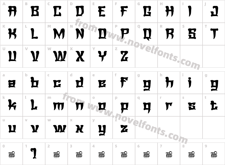 Zetwih Trial RegularCharacter Map