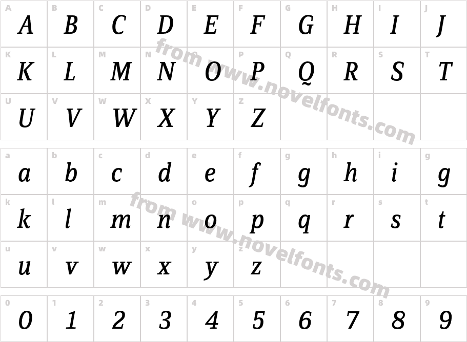 ZineSerifDis-RegularItaTfCharacter Map