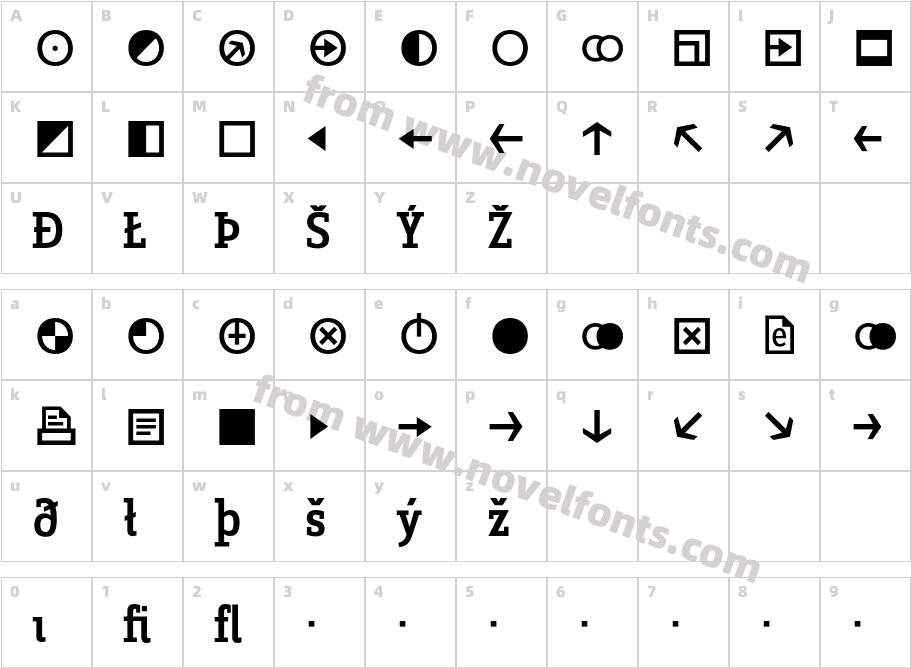 ZineSlabDis-MediumRomanExpCharacter Map