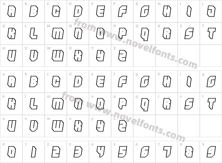 Zipper blues OutlineCharacter Map