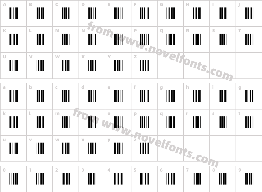 3 of 9 BarcodeCharacter Map