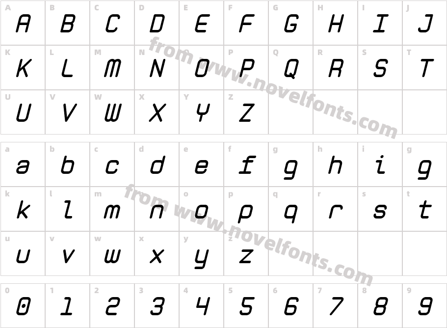 Zolan Mono BTN BoldObliqueCharacter Map