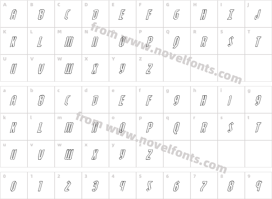 Zollern Outline ItalicCharacter Map