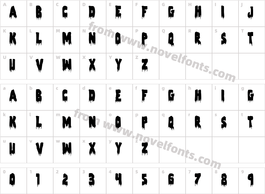 Zombie Control CondensedCharacter Map