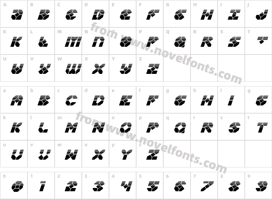 Zoom Runner Halftone ItalicCharacter Map