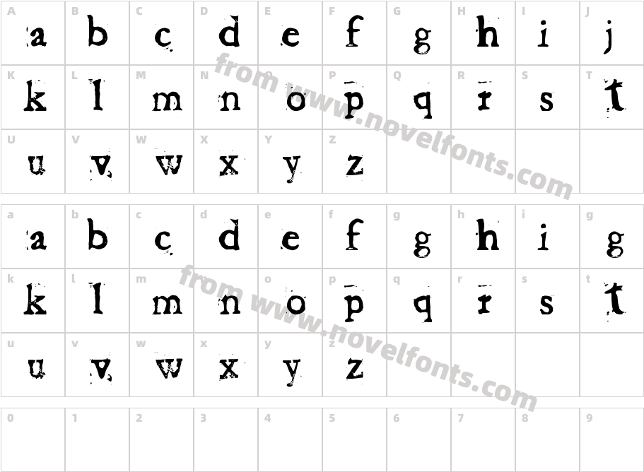 Baketvalley Old FaceCharacter Map