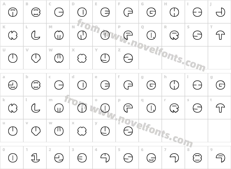 Zurklez Outline (BRK)Character Map