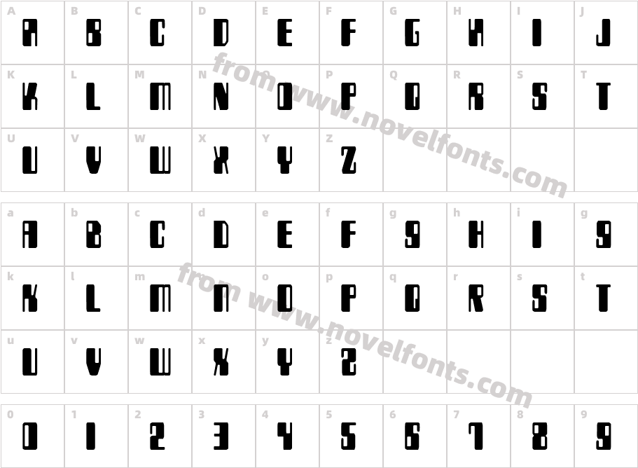 Zyborgs CondensedCharacter Map