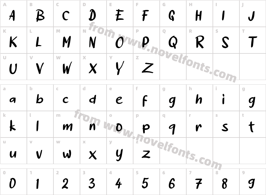 aAcakadutCharacter Map