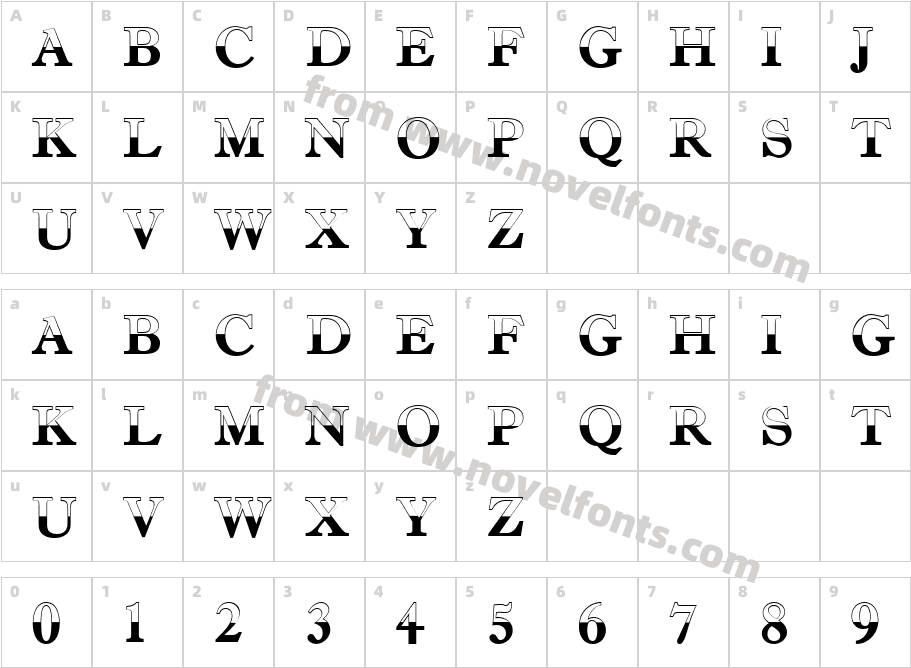 a_AntiqueTradyTtlB&WCharacter Map