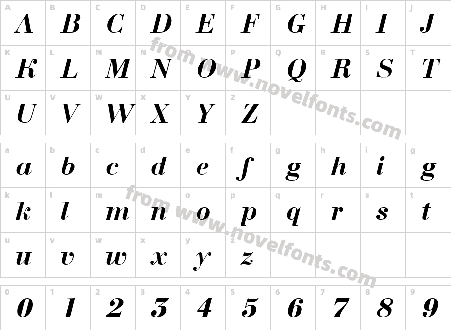 a_ Bodoni Nova Bold ItalicCharacter Map