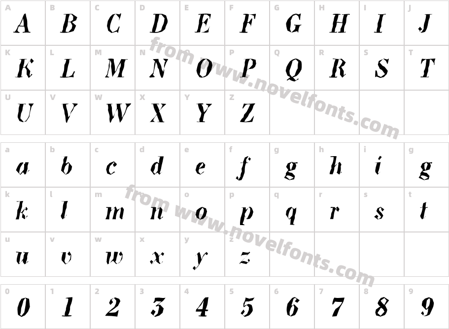 a_BodoniNovaBrkCharacter Map