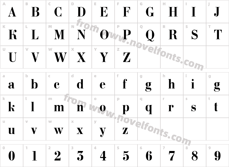 a_BodoniNovaNr BoldCharacter Map