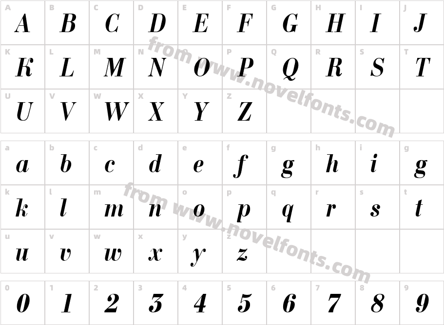 a_ Bodoni Nova Nr Bold ItalicCharacter Map