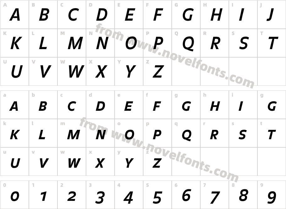 Balance-BoldCapsItalicCharacter Map