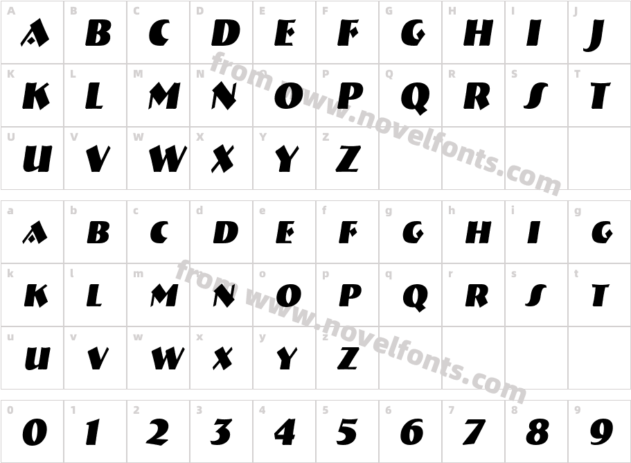 a_BremenCapsNr BoldItalicCharacter Map