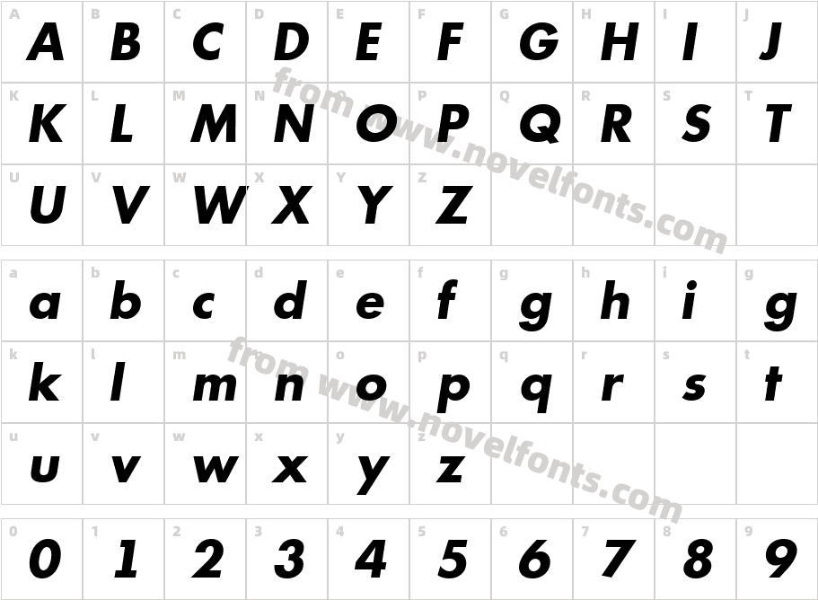 a_ Futurica Extra Bold ItalicCharacter Map