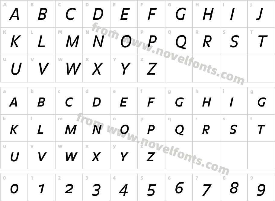 BalanceRegular-CapsItalicCharacter Map