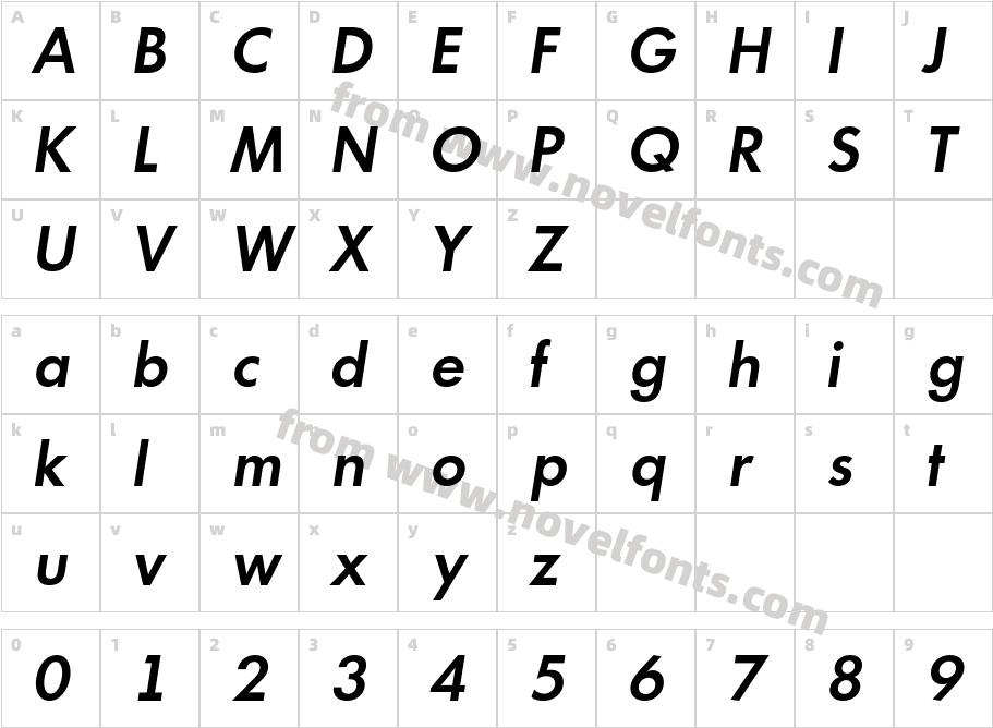 a_ Futurica Lt Semibold ItalicCharacter Map