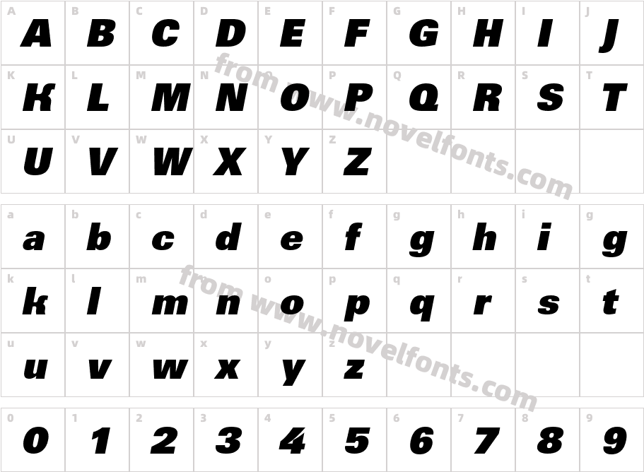 a_ Grotic Extra Black ItalicCharacter Map