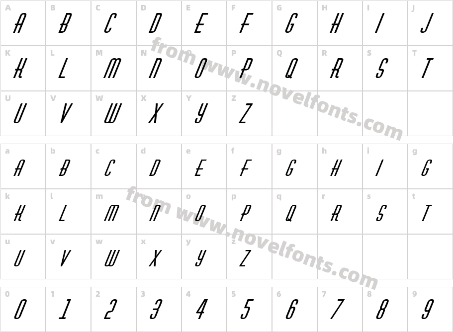 a_ Huxley Caps Bold ItalicCharacter Map