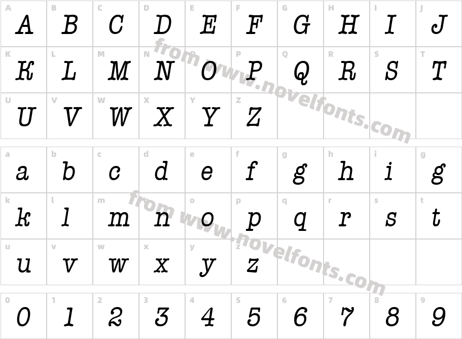 a_OldTyperNr ItalicCharacter Map