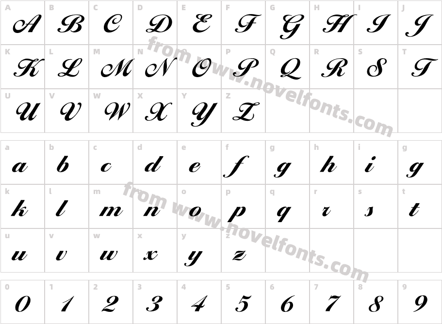 BallantinesScriptEF ExtraBoldCharacter Map