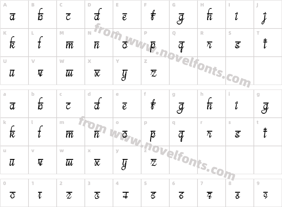 bits indian calligra RegularCharacter Map