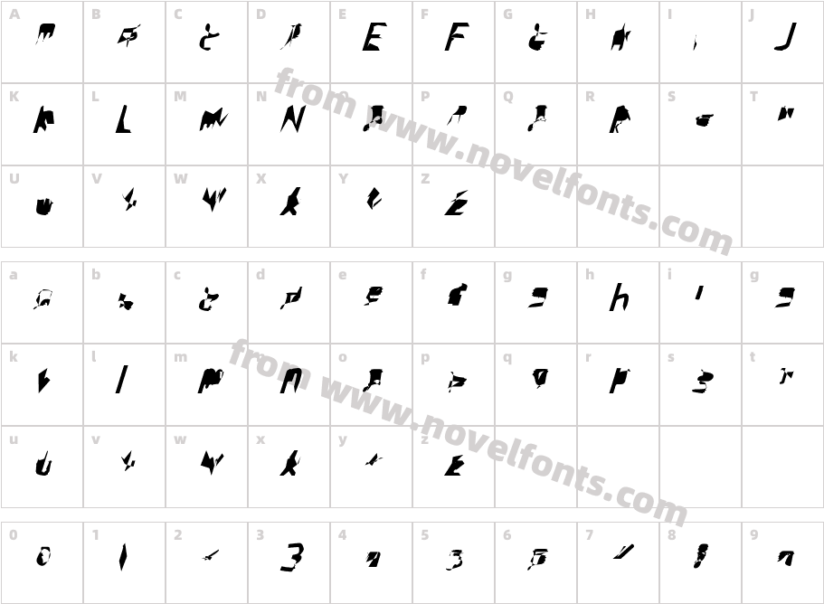 bitstorm supercondensed obliqueCharacter Map