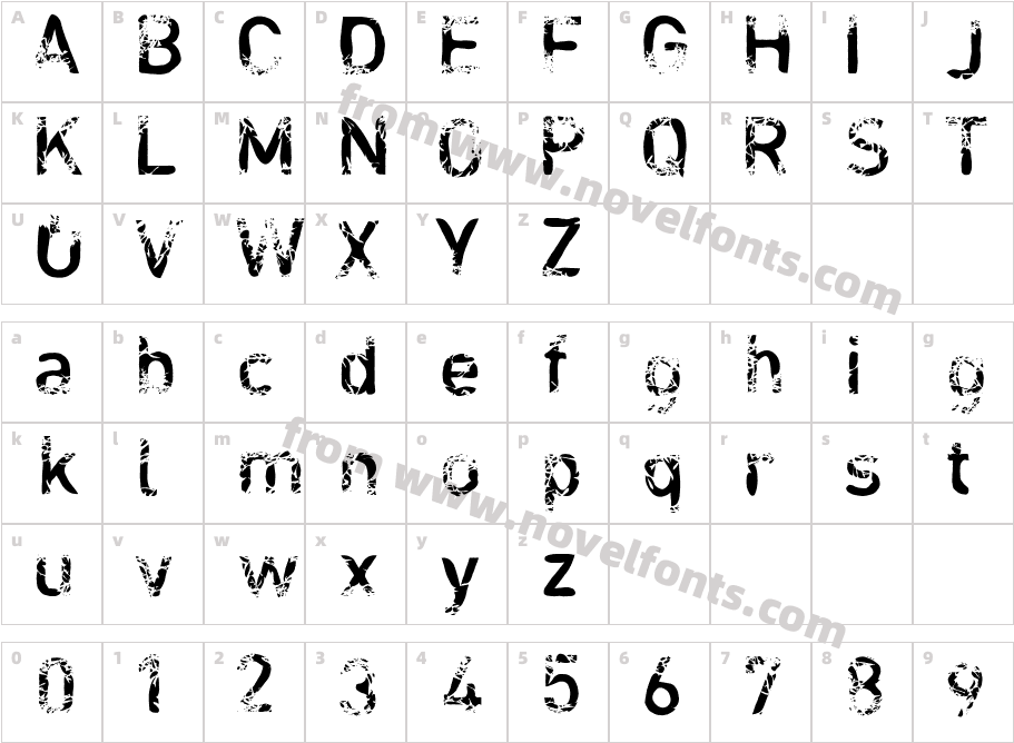 blabloosy MediumCharacter Map