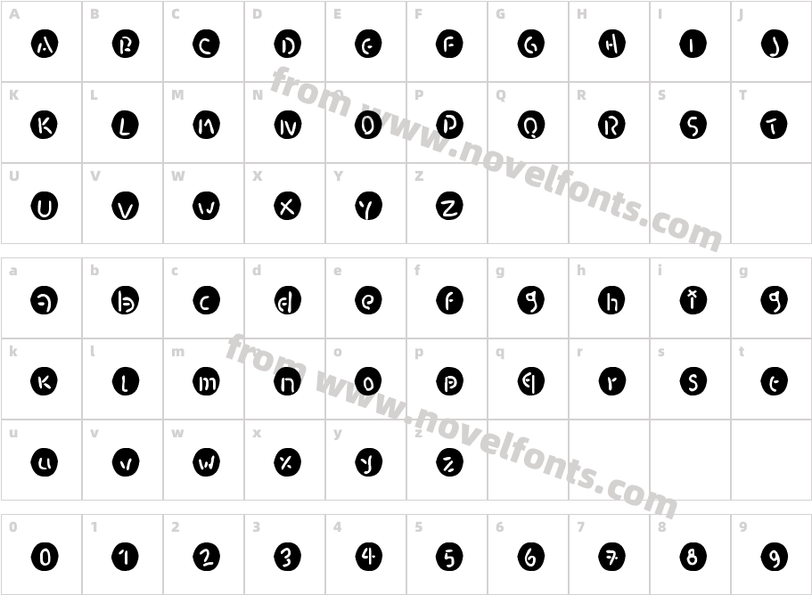 bounce ball Regular FontyCharacter Map