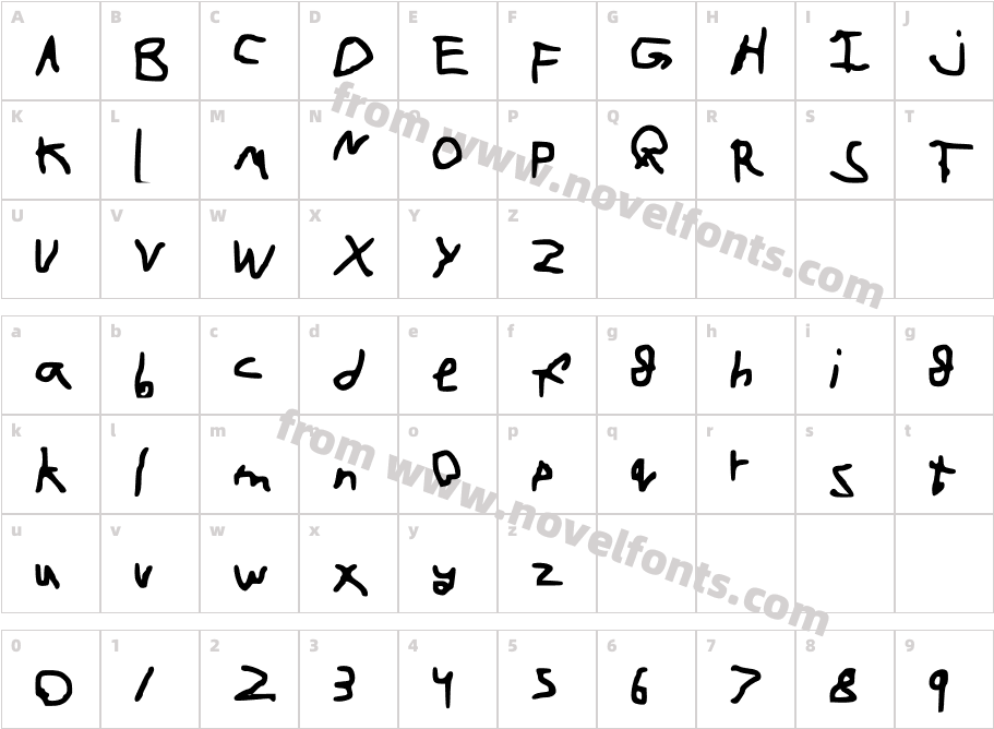 cartoonfontCharacter Map