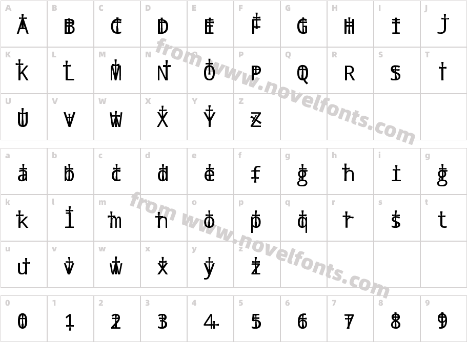 crucifix Regular FontyCharacter Map