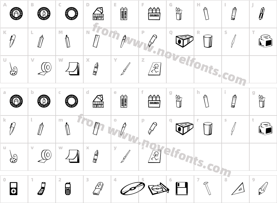 dibujos en lineaCharacter Map