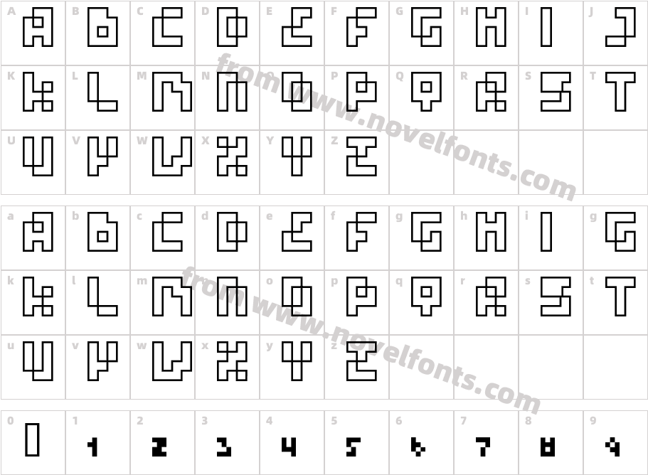 four pixel caps outlineCharacter Map