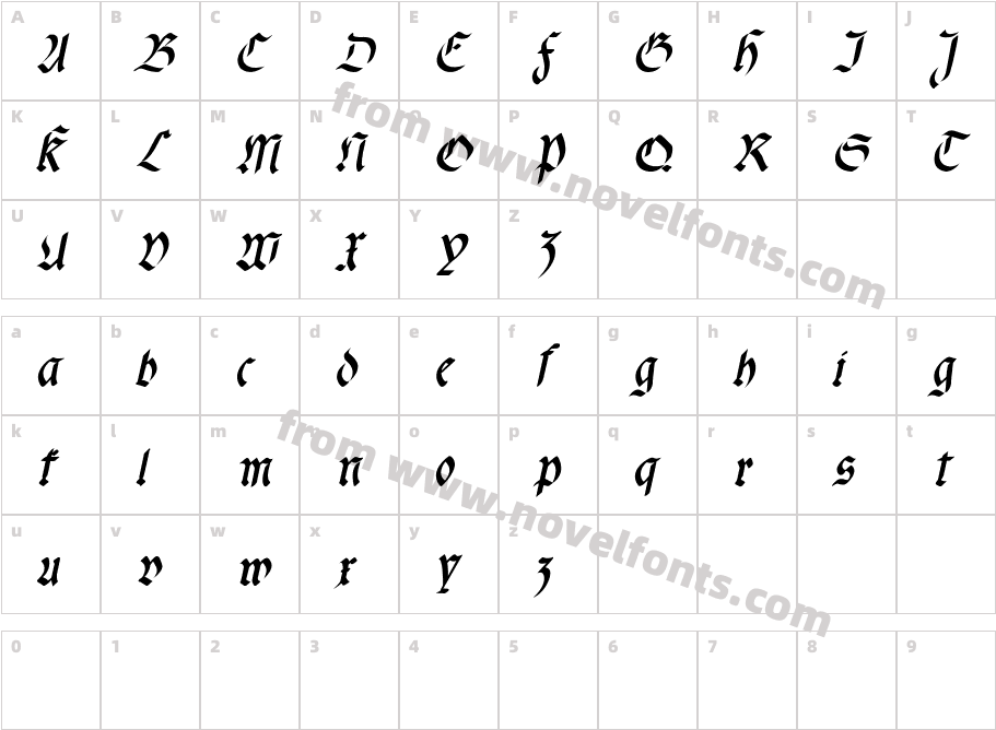 fracta Condensed Bold ItalicCharacter Map