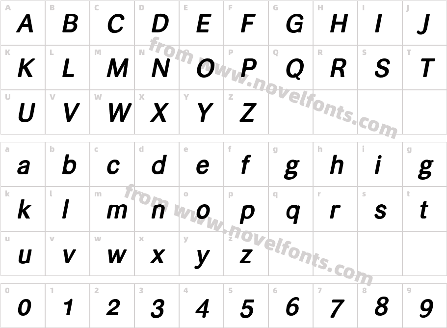 helvari Bold ItalicCharacter Map