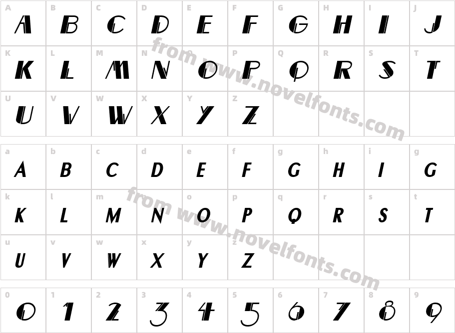 Banco BoldItalicCharacter Map